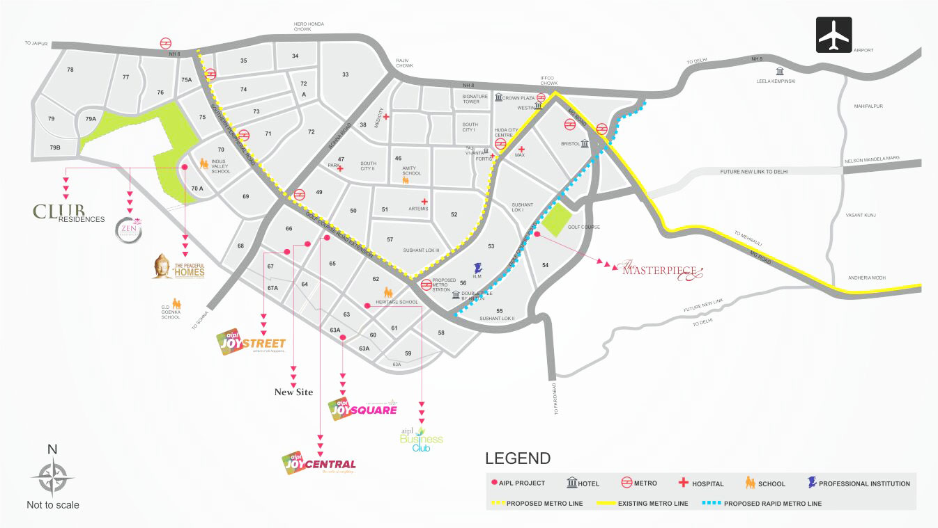 AIPL Projects Gurgaon Location Map